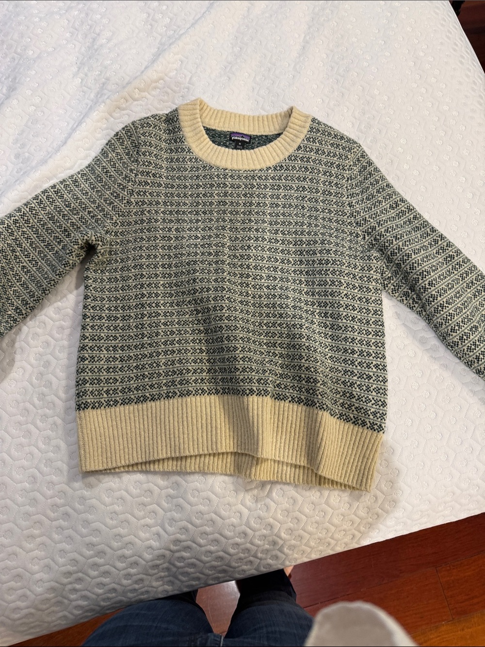 Patagonia Fair Isle Crewneck Sweater - Cream & Green